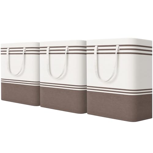 TranquilRelax 3-Pack Laundry Basket, Laundry Hamper, Khaki-125L - color: Khaki, size: 125L