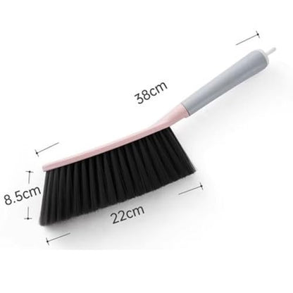 Bristle Brush - 15-inch Soft Bristle Cleaning Brush Handheld Broom for Dusting Beds, Sofas, Cars, Clothes and Furniture (Pink) - color: Pink