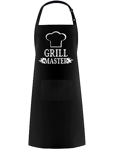 Hyzrz Funny Adjustable Aprons Baker Costume with Pocket Cook Grill BBQ Chef Apron Gifts for Fathers Mothers Day Birthday (Grill Master, Black) - color: Black, style: Grill Master