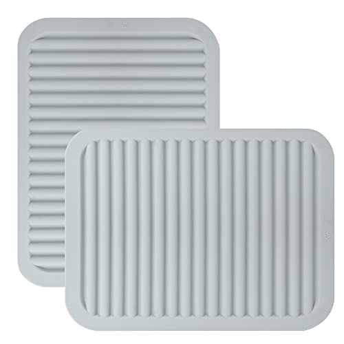 Trivets for Hot Dishes, Silicone Trivets for Hot Pots and Pans, Heat Resistant Hot Pads for Kitchen Counter, 2 Pcs Multi-Purpose & Versatile Trivet Mat (9"x12")(Light Grey) - color: A03: Rectangular-light Grey