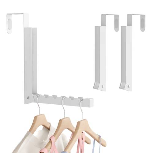 Over the Door Hanger, 2 Pack Foldable Over Door Drying Rack for Laundry - color: White