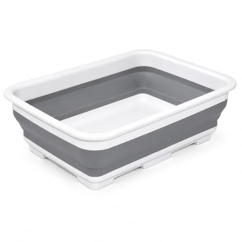 Goderewild Collapsible Dish Pan, 10L (2.6 Gal) Foldable Sink Tub, Gray - color: Gray