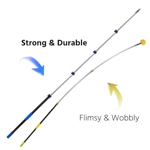 23FT High Reach Cobweb Duster with Extension Pole, Spider Web Brush with Lightweight 4-16.5 ft Telescoping Pole, Soft Bristles Webster Cobweb Duster for Outdoor Indoor Cleaning - color: Black