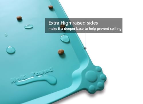 Hoki Found Silicone Non Slip Pet Feeding Mats - Dog Cat Bowl Placemats - Waterproof Food Mats for Floors - Teal - color: Teal, size: 19" x 12"