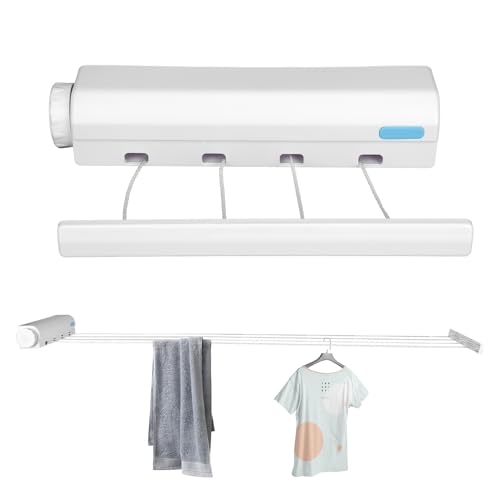 Retractable Clothesline, 5 Line Retractable Indoor Clothesline Wall Mounted Telescopic Clothes Drying Rack Punching Installation Laundry Line (Five Ropes)