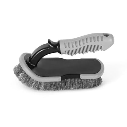 DecorRack 2 Heavy-Duty Cleaning Brushes, Ergonomic Handle, Gray - color: Gray