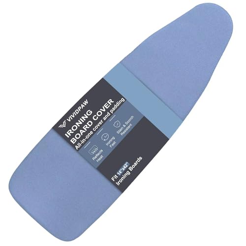 VividPaw 14x42 Inch Over-The-Door Ironing Board Cover, User-Friendly Design - color: Blue, size: 14" x 42" (over-the-door)