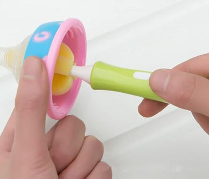 AKOAK 1 Pack The Baby Nipple Brush Cleaning Brush Set Rotates Freely to Replace The Head Sponge Bottle Brush