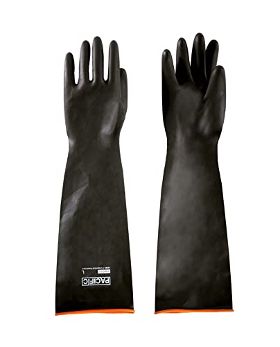 PACIFIC PPE 22 Inch Latex Chemical Resistant Gloves, Heavy Duty, Waterproof - color: 22"/Black (1 Pair), size: XL/10