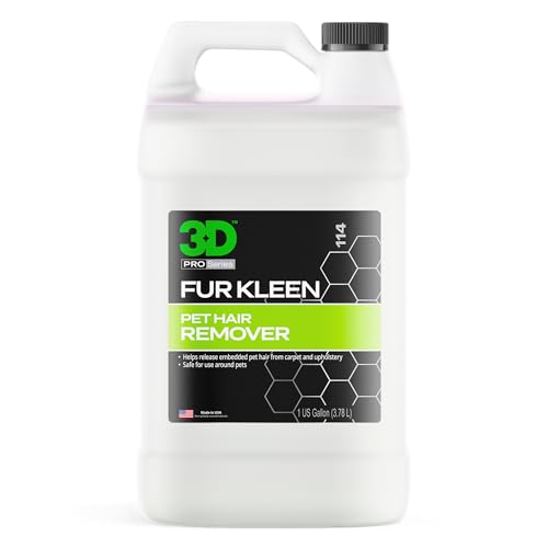 3D Fur Kleen - Pet Hair Remover & Cleaner - Loosens Embedded Pet Fur for Easy Removal - Safe for Carpets, Upholstery & Auto Interiors, 1 Gallon - size: 1 Gallon