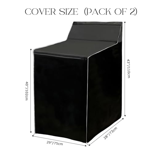 2Pack Washer and Dryer Covers Outdoor Washing Machine Cover for Top and Front Load 420D PU Waterproof Laundry Dryer Cover with Zipper and Storage Bag, W29”x D28”x H43”(Black) - color: Black, size: Pack of 2