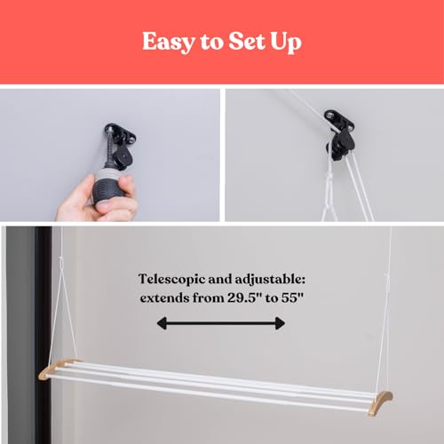 Ceiling Mounted Drying Racks for Laundry-Space-Saving Ceiling Clothes Drying Rack-Pulley Drying Rack-Wood, Metal, Ceiling Clothing Rack-Ceiling Mount Drying Rack-Clothes Drying Rack Ceiling Mounted