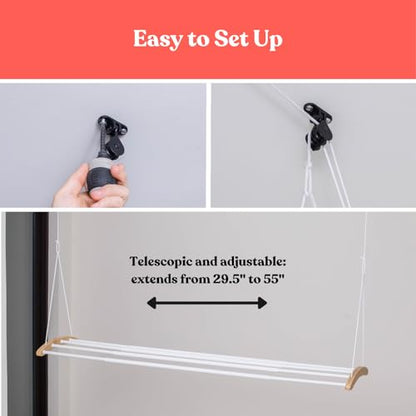 Ceiling Mounted Drying Racks for Laundry-Space-Saving Ceiling Clothes Drying Rack-Pulley Drying Rack-Wood, Metal, Ceiling Clothing Rack-Ceiling Mount Drying Rack-Clothes Drying Rack Ceiling Mounted