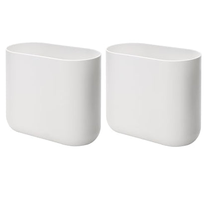 iDesign Small Slim Plastic Bathroom Trash Can, 2-Pack, White - color: White, style: Pack of 2