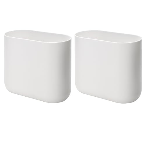 iDesign Small Slim Plastic Bathroom Trash Can, 2-Pack, White - color: White, style: Pack of 2