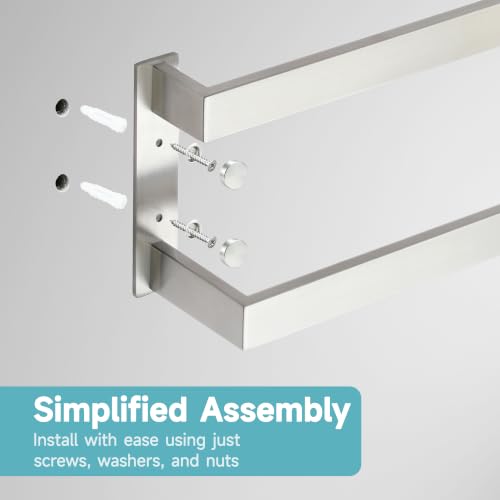 Alise Double Towel Bar, 20" Double Towel Racks for Bathroom, Brushed Nickel - color: Brushed Nickel, size: 20-inch