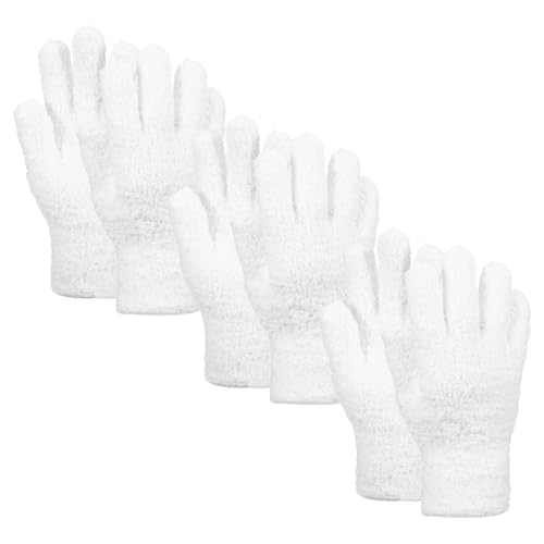 uxcell Microfiber Gloves, Reusable Washable Plant Dusting Gloves Cleaning Mittens for Auto Plants Household Kitchen - color: White