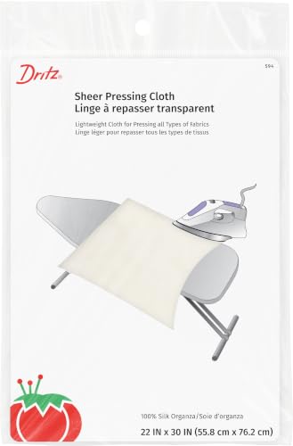 Dritz Sheer Silk Organza Press Cloth, 22" x 30" — Transparent Ironing Cloth for Delicates, Steam-Friendly, Reusable - size: 22 x 30-Inch