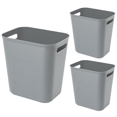 Plastic Small Bathroom Trash Can Wastebasket, 3.5 Gallon, Grey, 3 Pack - color: Grey, size: 3.5 Gallon/3 Pack