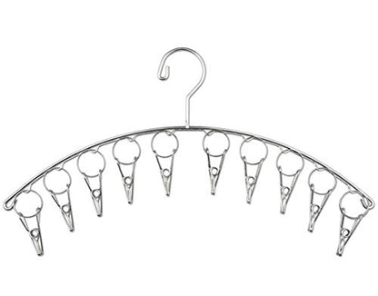 Strong Stainless Steel Laundry Drying Rack Clothes Hanger with 10 Clothespins Indoor Space Saver Hanging Clothing Organizer Mitten Sock Hangers - color: 10 Clips Metal
