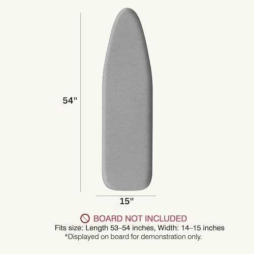 UniSimp Ironing Board Cover and Pad 15"x54" Extra Thick Natural Cotton, Scorch and Stain Resistant Padding, Standard Size Iron Board Cover with Fasteners Heavy Duty Elastic Edge, Heatproof Gray - color: Gray, size: 15" x 54"
