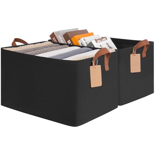 CHICVITA 45L Extra Large Fabric Storage Bins for Shelves, 2Pack, Black - color: Black, size: 19" L x 13" W x 11" H