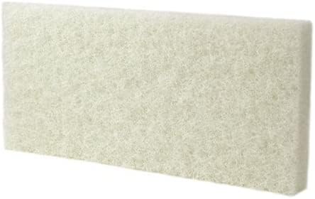 4.6" x 10" Non-Abrasive White Scrub Pad, Bulk 5 Pack | Light Duty Commercial Cleaning Pad for Delicate Surfaces (Glass, Ceramic Cooktops)