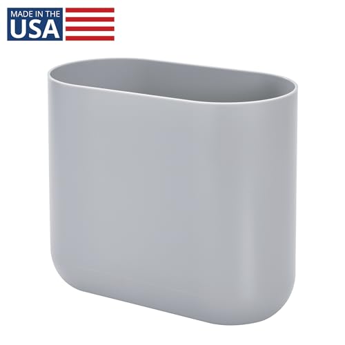 iDesign Small Slim Plastic Bathroom Trash Can, Gray - color: Gray, style: Pack of 1