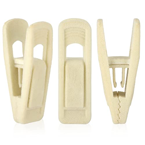 Tinfol Beige Velvet Hanger Clips 50Pack, Pants Velvet Clips, Large Opening Clip Clothes Pin, Strong Finger Flocked Clip Perfect for Slim-line Clothes Hangers - color: Beige, size: 50PC