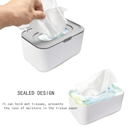Tissue Box Cover Seal Rectangular Dryer Sheet Dispenser Storage Wet Wipes for Storage on Bathroom Vanity, Countertop, Bedroom Dresser (Gray/White) - color: Gray /White