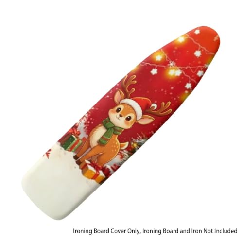 Christmas Reindeer Ironing Board Covers Heavy-Duty Fabric Non Slip Padded Ironing Board Covers Hook and Loop Design Waterproof Slip-Resistant Xmas Decor - color: Christmas Reindeer