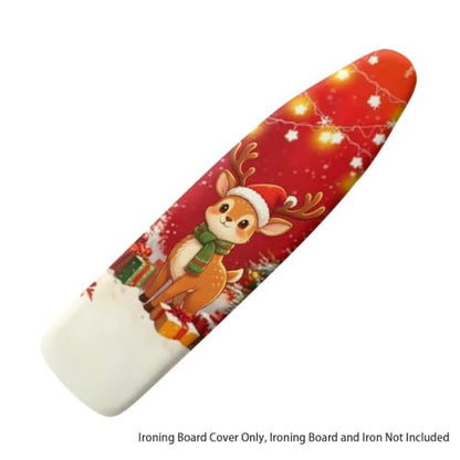 Christmas Reindeer Ironing Board Covers Heavy-Duty Fabric Non Slip Padded Ironing Board Covers Hook and Loop Design Waterproof Slip-Resistant Xmas Decor - color: Christmas Reindeer