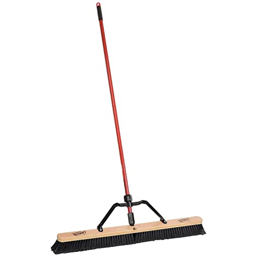 Libman Commercial 36-inch Smooth Surface Heavy-Duty Push Broom, Black Bristles, 3/Carton (850)