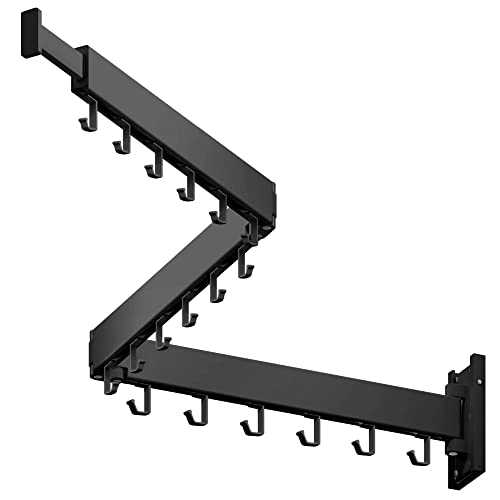 LIENAHU Clothes Drying Rack Wall Mounted,Drying Rack Clothing,Laundry Drying Rack,Wall Mount Clothes Hanger Rack,Laundry Rack Folding,Retractable Clothing Rack,Collapsible Clothes Hanging Rack - size: Hooks,Black