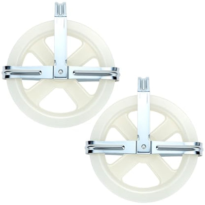 QWORK Clothesline Pulley Set, 2 Pack 5-Inch Nylon Pulley for Outdoor Clotheslines, Fits Rope Up to 3/8-in