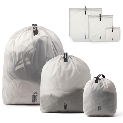P.travel 3 Pack Travel Laundry Bags for Suitcases, Lightweight Water-Resistant Drawstring Bags for Dirty Clothes, 3 Sizes Reusable Luggage Organizer Bags for Travel, Gym & Swim, Grey - color: Grey