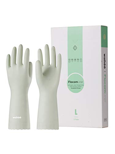 LANON 3 Pair wahoo Cleaning Gloves,Cotton Flocked Liner,Canary Green,Medium - color: Canary Green, size: Medium (Pack of 3)