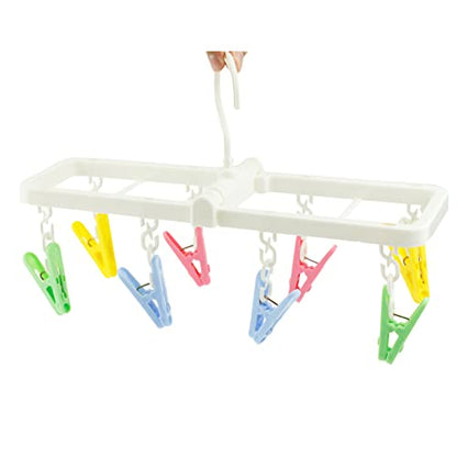 EIKS Laundry Hanger Home & Travel Drying Rack with 8 Clips