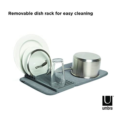 Umbra Udry Dish Drying Rack, Folding Dish Drainer Mat, Mini, Dark Grey - color: Gray, size: 20" x 13"