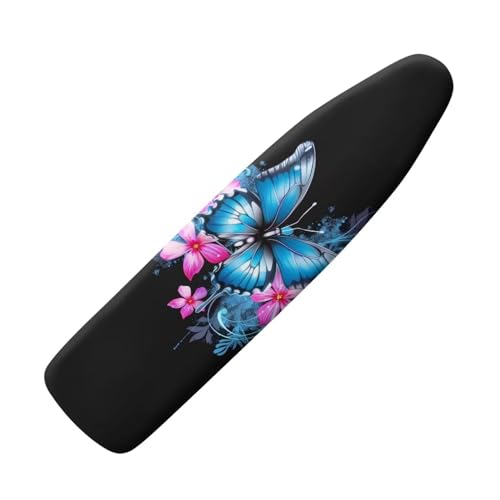 Flower Butterfly Ironing Board Cover and Pad 15 x 54 Thick Iron Board Protective Ironing Padded Cover Suitable for Standard Ironing Boards Padding Iron Sleeve with Elastic Edge Black - color: Flower Butterfly Blue