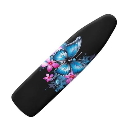 Flower Butterfly Ironing Board Cover and Pad 15 x 54 Thick Iron Board Protective Ironing Padded Cover Suitable for Standard Ironing Boards Padding Iron Sleeve with Elastic Edge Black - color: Flower Butterfly Blue