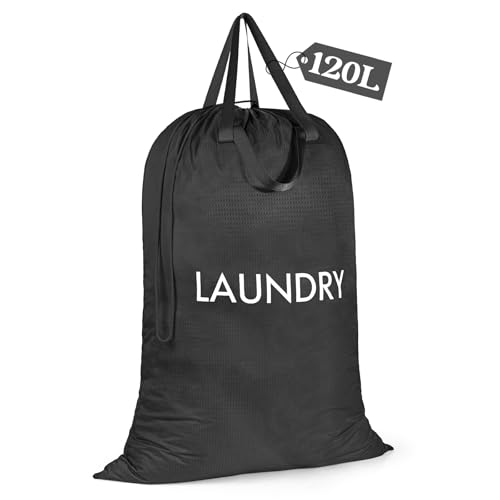 120L Heavy Duty Laundry Bag with Shoulder Handles,Dirty Clothes Storage Bag - color: (Laundry) Black