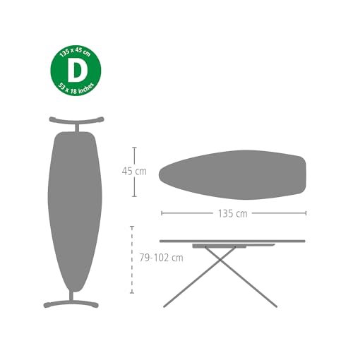 Brabantia Premium Ironing Board with Heat Resistant Parking Zone | X-Large (Size D) | Fairtrade New Dawn | Tall & Wide, Adjustable Height (31-40"), Easy Fold, Anti-Collapse Lock, Non-Slip Feet - color: New Dawn