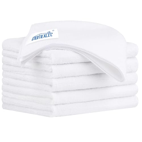 HOMEXCEL White Microfiber Cleaning Cloth 6 Pack 12.5 x 12.5 inch Microfiber Towels for Cars Ultra Absorbent Car Washing Cloth Lint Free Streak Free Cleaning Rags for Car Kitchen Window - color: White, size: 12.5 x 12.5 Inch