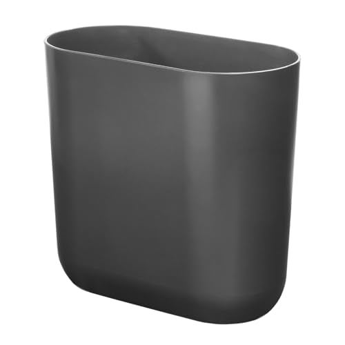 iDesign Small Slim Plastic Bathroom Trash Can, Gray - color: Charcoal, style: Pack of 1