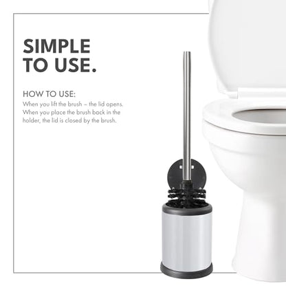 ToiletTree Products Toilet Brush with Lid - Sleek Bowl Brush and Holder - Heavy-Weight Base - Lidded Toilet Bowl Cleaner - White - style: White