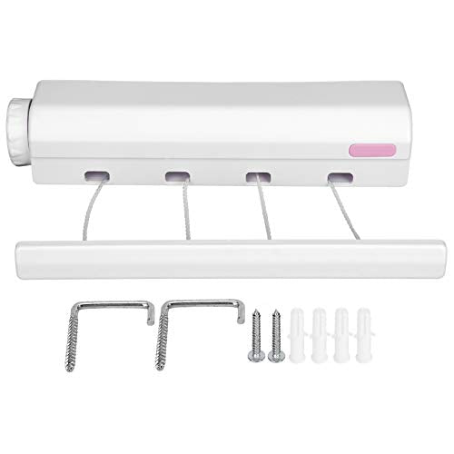Ejoyous Retractable Clothesline, Telescopic Retracting Clothes Line Portable Clothing Hanging Drying Rope Laundry Hanger Washing Line for Indoor Outdoor Balcony Hotel (Four Ropes) - size: Four ropes