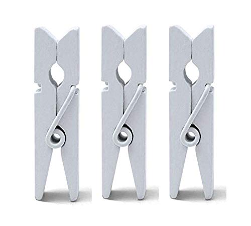 Wooden Clothes Pins, 100pcs 1.3Inch (3.5cm) White Small Wooden Chip Clips with 33 Feet Jute Twine for Bag Clips Clothespin Bag Clothes Pin Heavy Duty Outdoor(White) - color: White