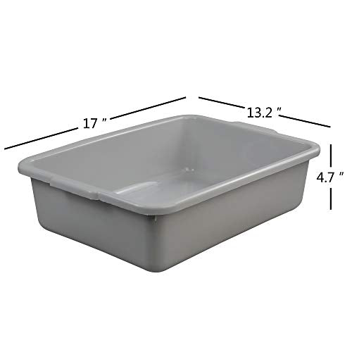 Ggbin Plastic Dish Tubs, Commercial Bus Tote Box, 3-Pack(Grey, 13L)