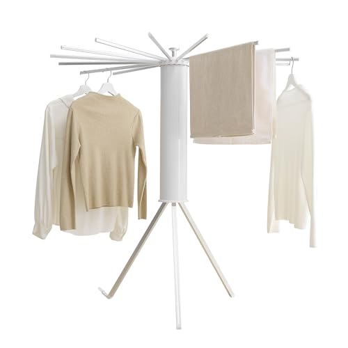 RFOUO Foldable Clothes Drying Rack Tripod with Aluminum-16rods - color: Silver